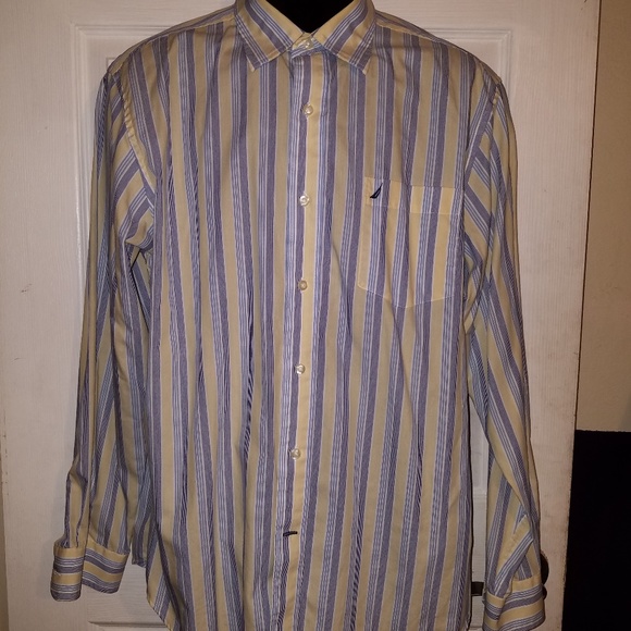 Mens Nautica Long Sleeve Striped Button Down Shirt - Picture 1 of 3